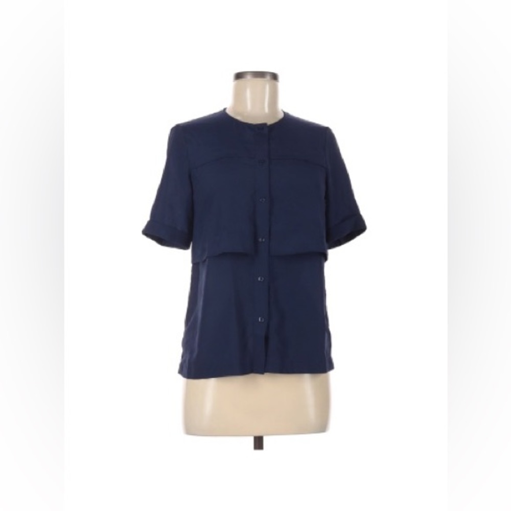French Connection Navy Blue Short Sleeve Blouse, size 6